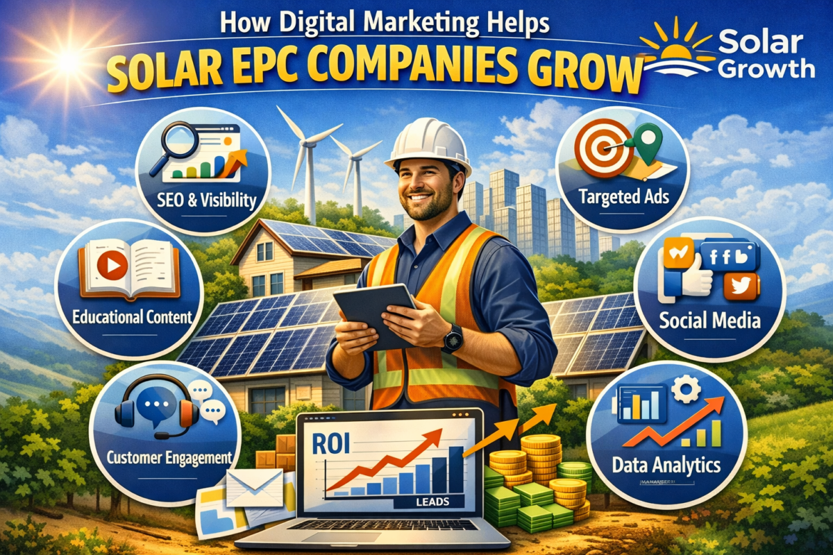 Digital marketing helping solar EPC companies grow through SEO ads social media and lead generation in India