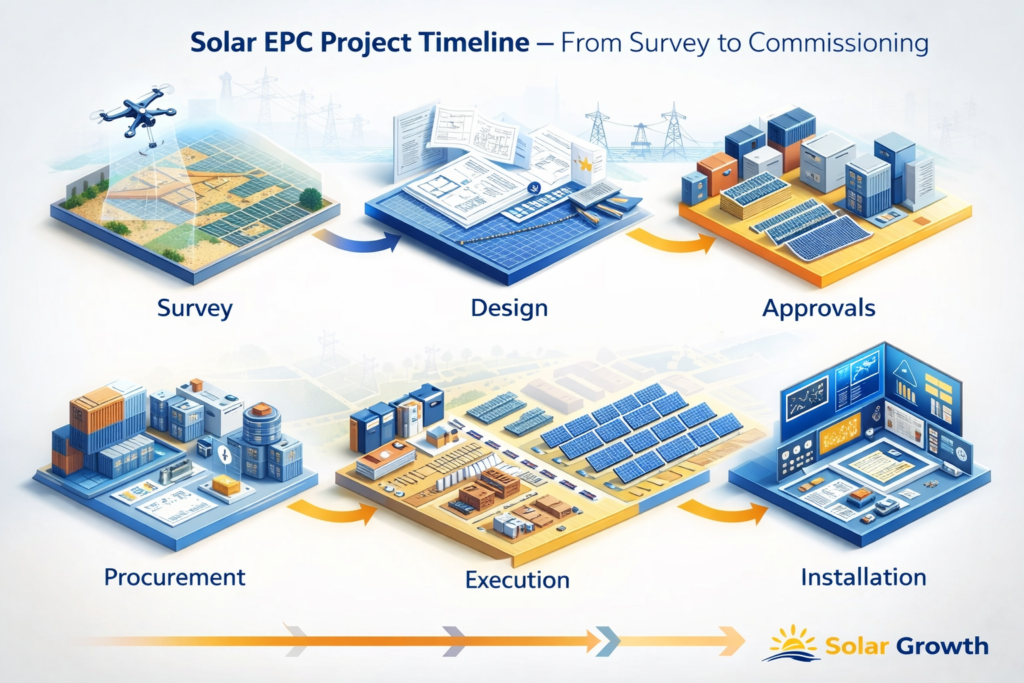 solar epc project timeline from survey to commissioning