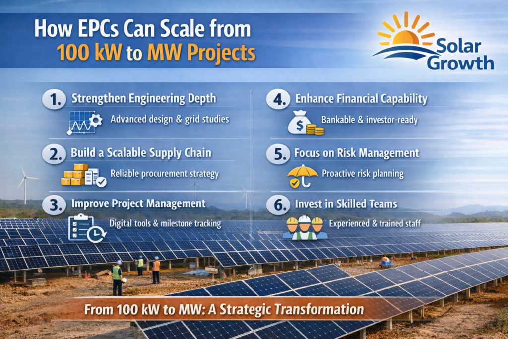 Solar EPC company scaling from 100 kW rooftop projects to megawatt scale solar plant in India