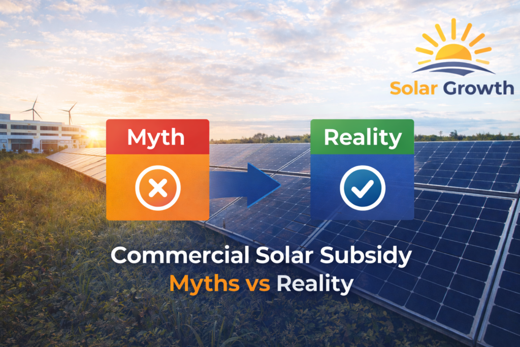Commercial solar subsidy myths vs reality in India showing business solar incentives and cost benefits