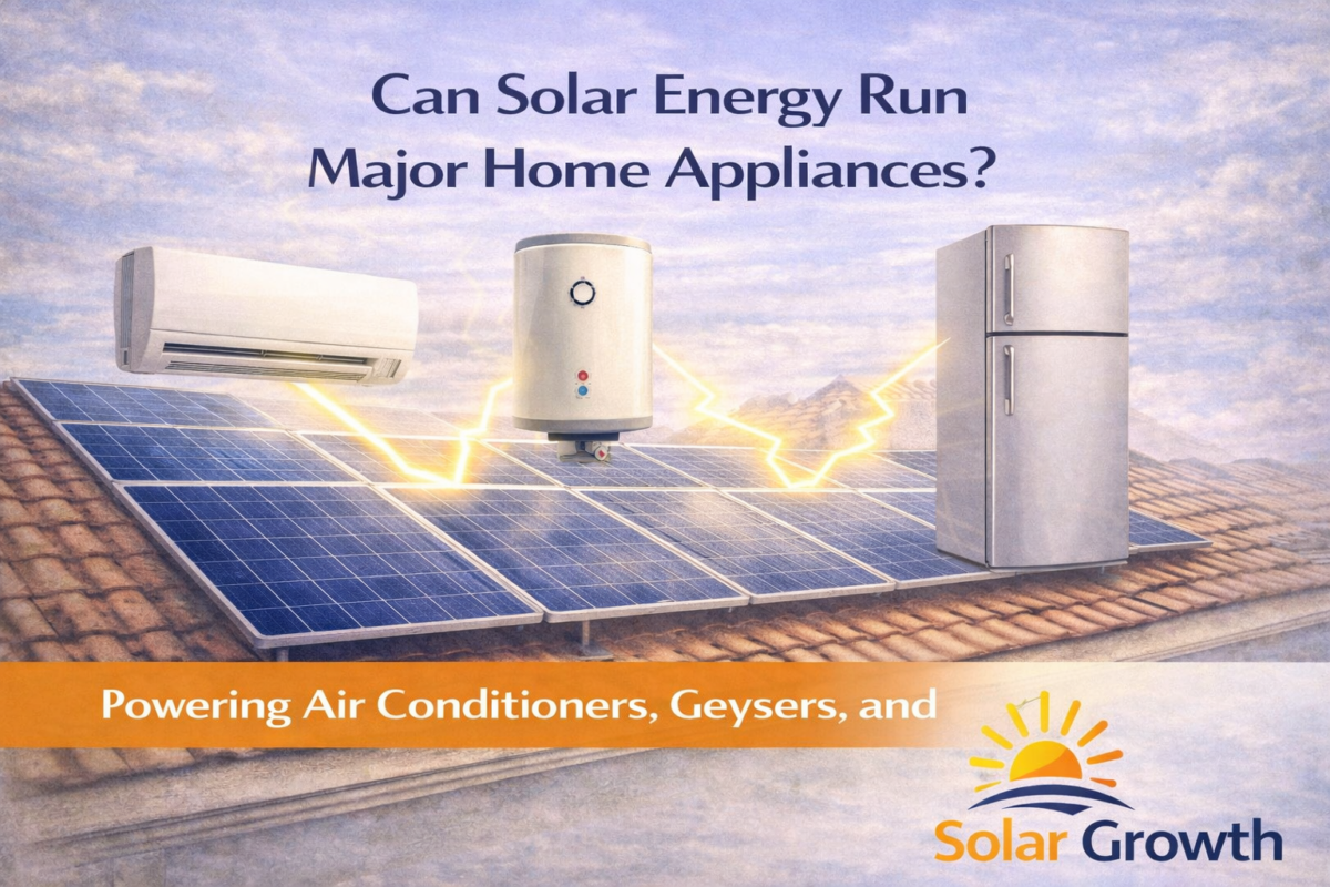 Solar energy running home appliances in India including AC, geyser and refrigerator
