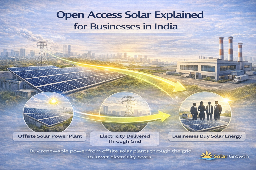 open access solar power supplying electricity to businesses in india