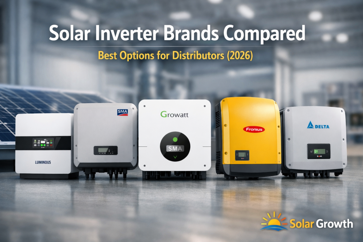 Comparison of solar inverter brands in India showing different inverter types for distributors