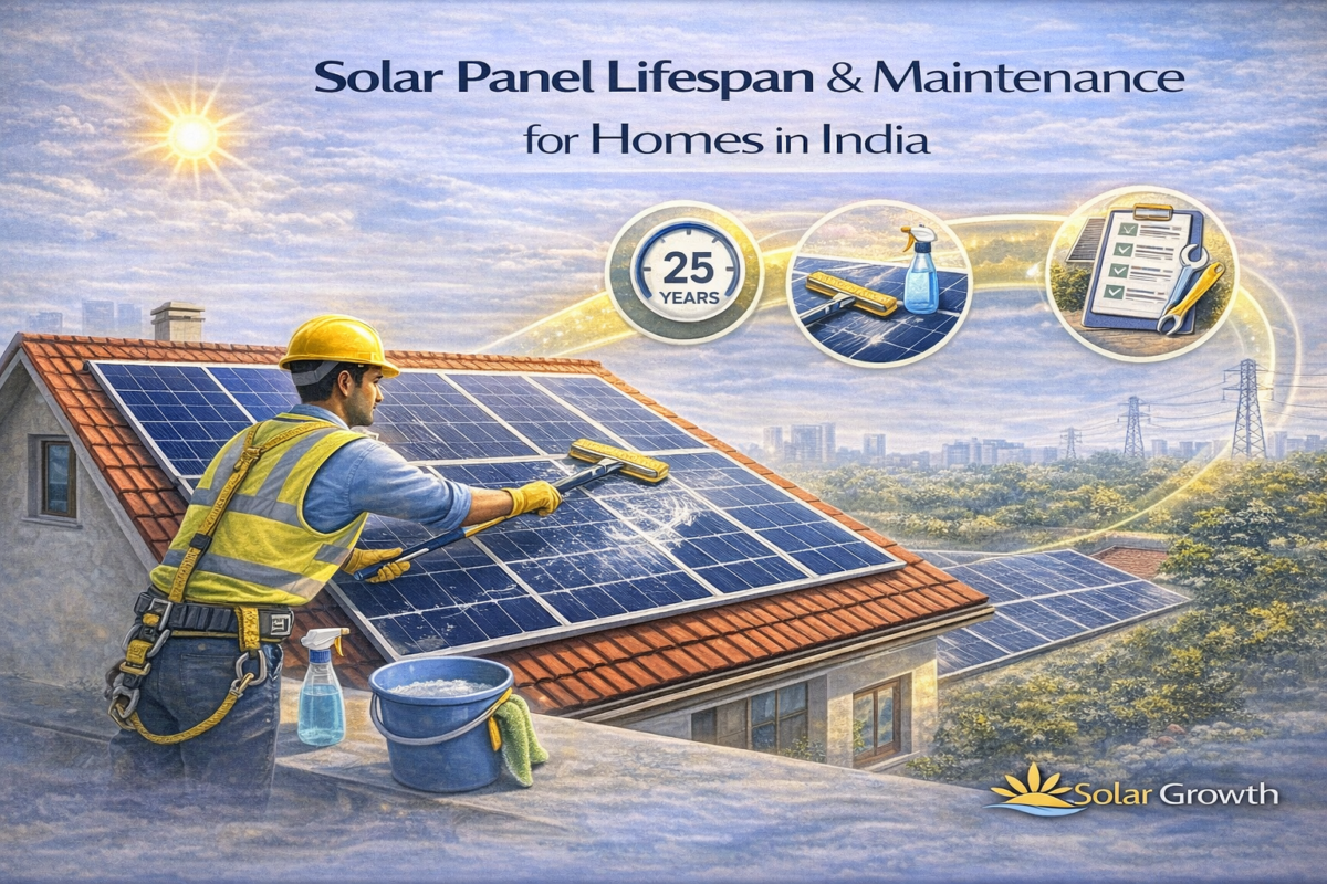 solar panel lifespan and maintenance for residential rooftop solar system in india